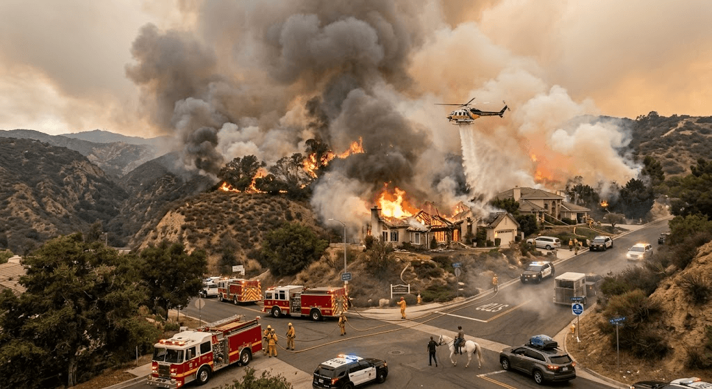 Raging Palos Wildfire Engulfs Homes in La Habra Heights, Prompting Urgent Evacuations