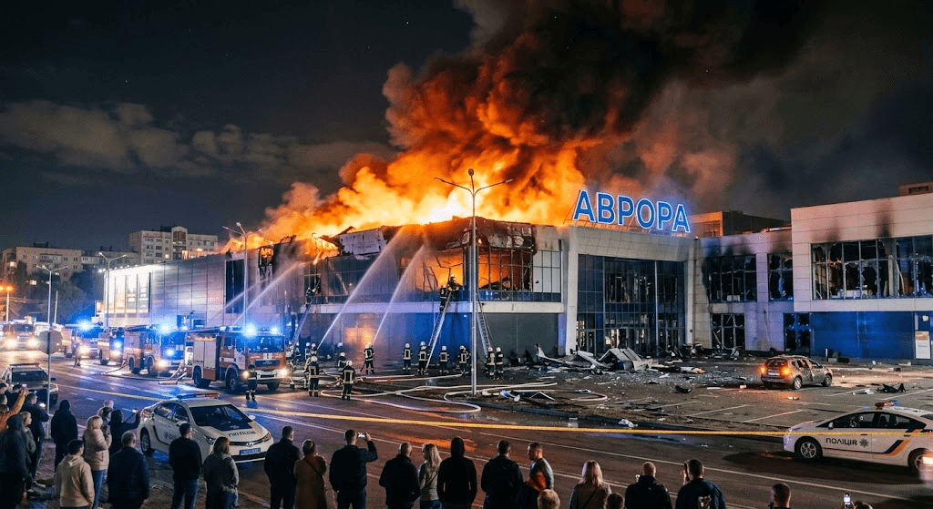 Overnight Drone Strike: Russian Forces Attack Zaporizhzhia, Igniting Shopping Mall Fire