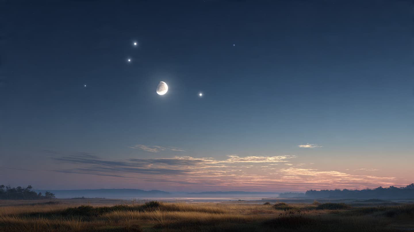 Tonight’s Sky Gathers the Moon and Planets Into One Quiet Horizon