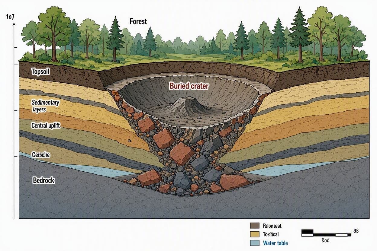 A hidden impact crater in Quebec revealed after 390 million years