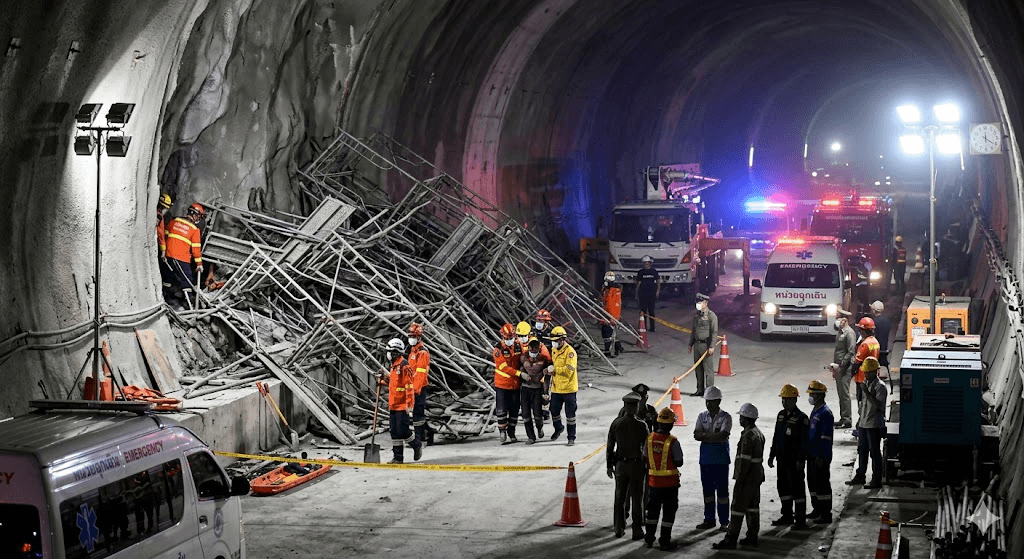Tragedy in the Tunnel: 2 Workers Killed, 7 Injured in Chiang Rai Railway Scaffolding Collapse