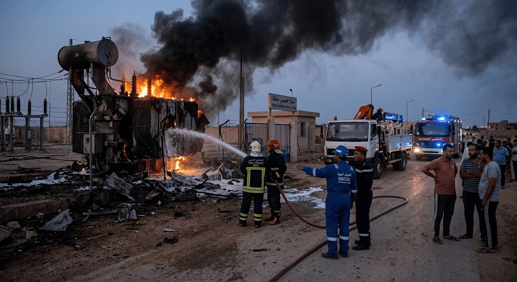 Explosion and Fire at Power Station Blackout Souq Al-Khamis-Imsihil Region