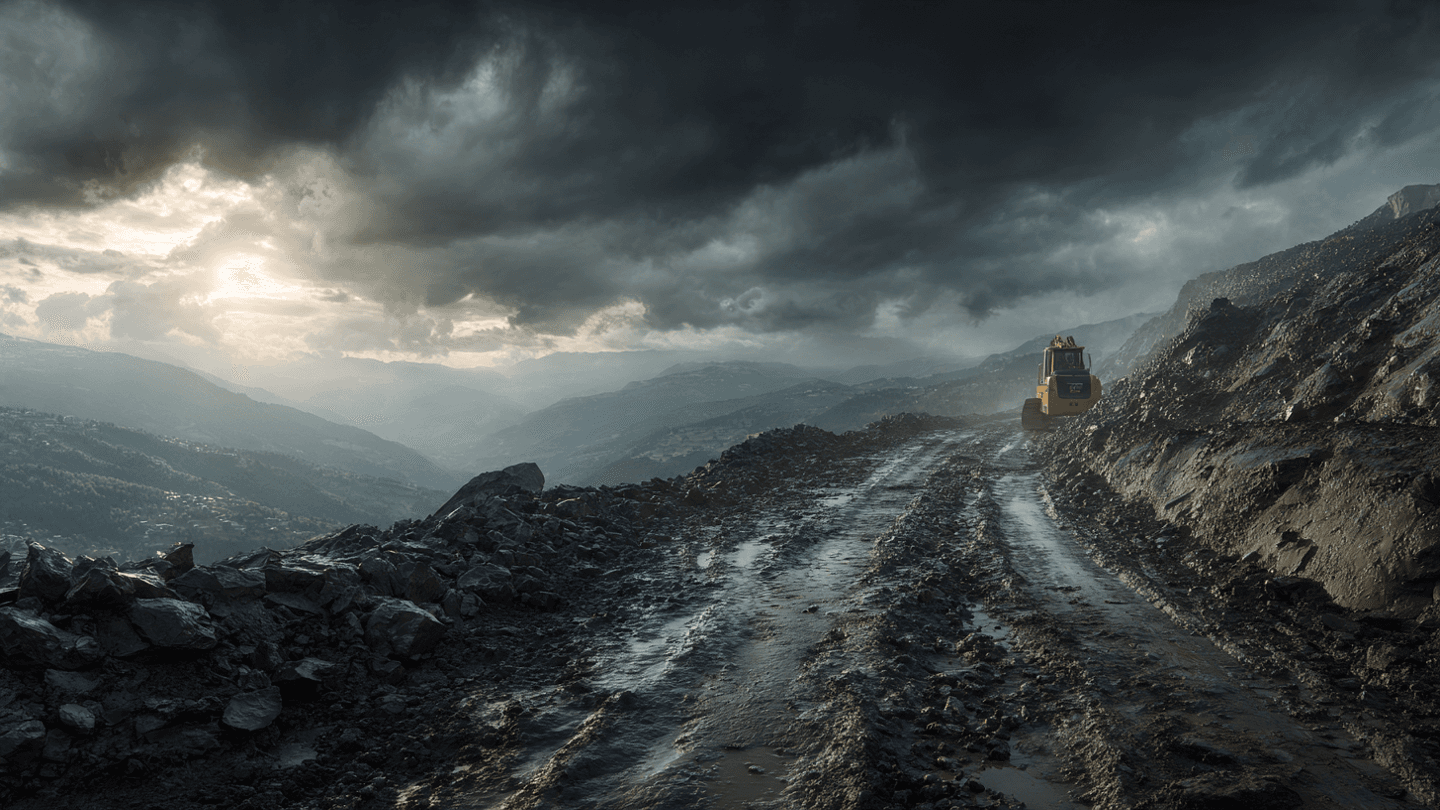 When the Mountain Ridge Collects the Rain, A Secondary Route Closed by Mud and Stone