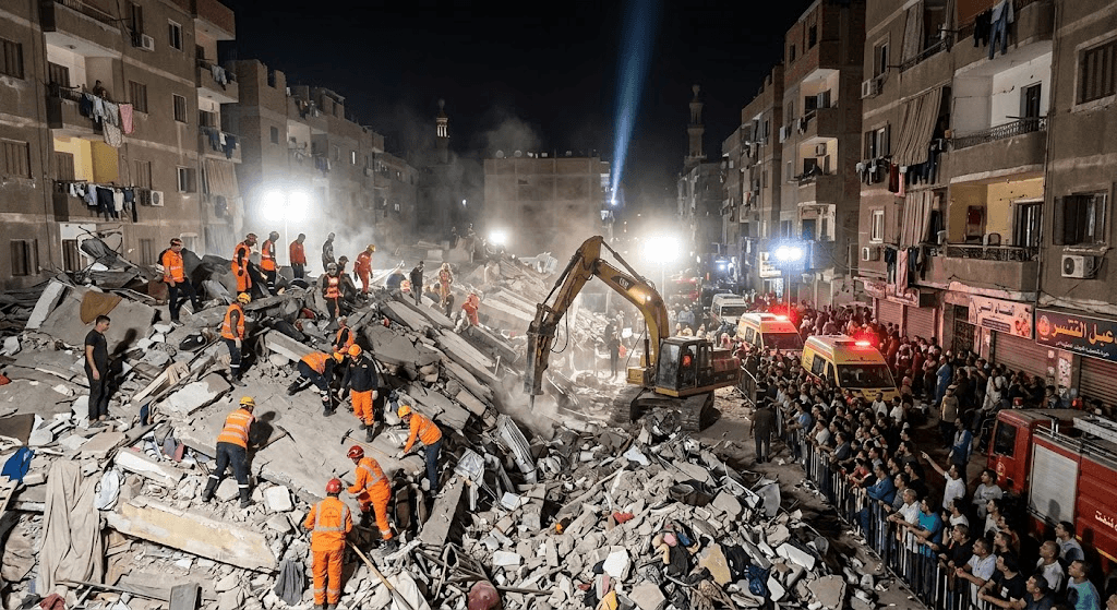 Miracle in Cairo: Six Rescued Alive After Five-Storey Building Collapses in Hadayek El-Qobba