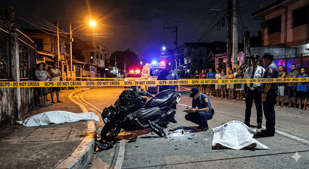 Midnight Tragedy in Quezon City: Rider and Passenger Killed as Motorcycle Slams Into Gutter