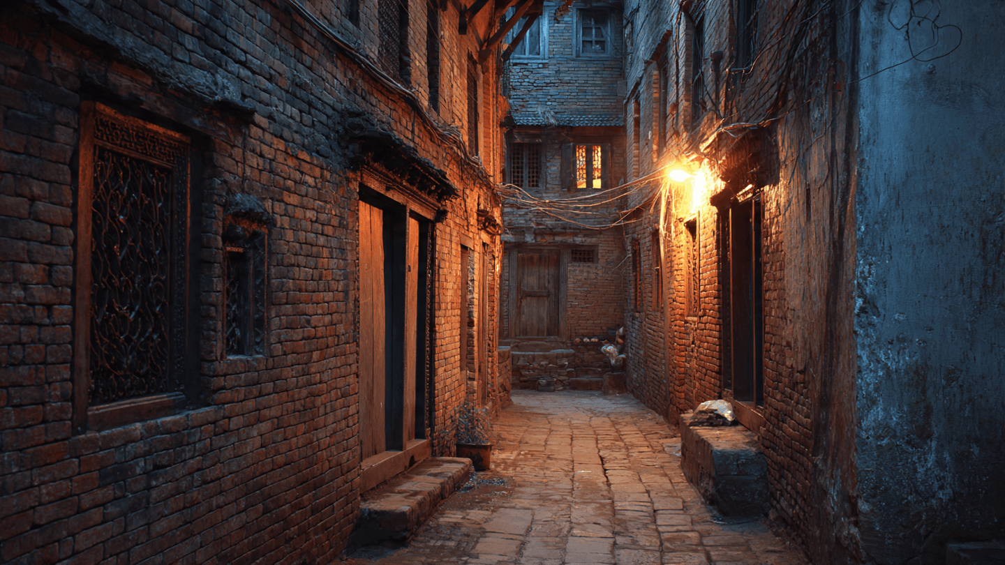  Shadows Upon the Brick Terraces: Quiet Reflections on an Uncertain Kathmandu Evening