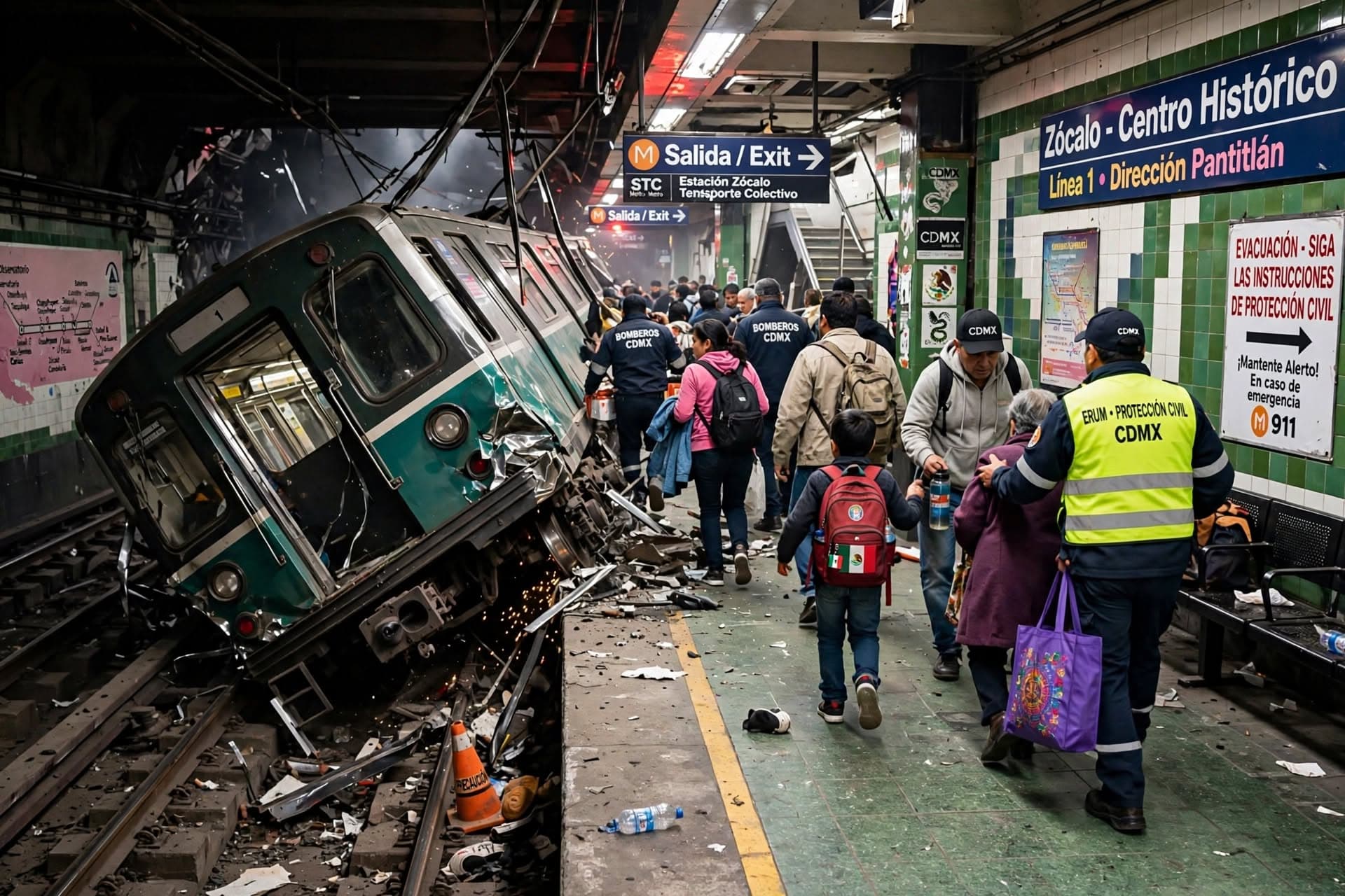 Subway Train Derails Near Mexico City Central Station, Brake Failure Blamed, Passengers Injured, Service Halted