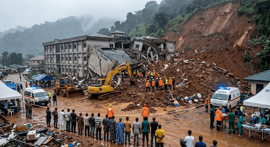 Tragedy in Calabar: Unicem Hospital Collapses After Devastating Landslide