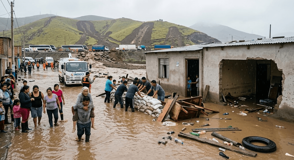 Severe Floods Hit Southern Lima as Raging Rivers and Landslides Paralyze Peru’s South