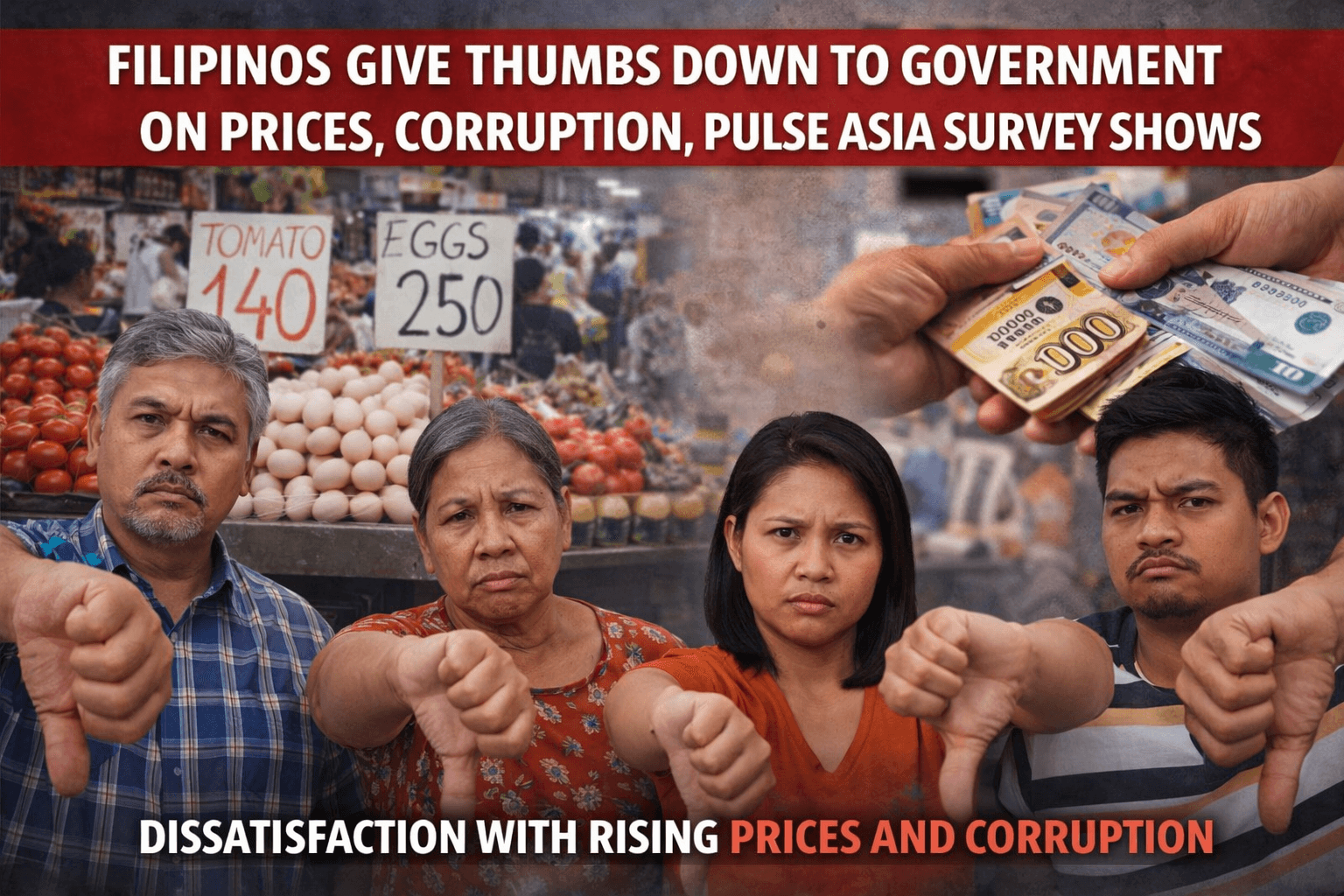 Filipinos Give Thumbs Down to Government on Prices, Corruption, Pulse Asia Survey Shows