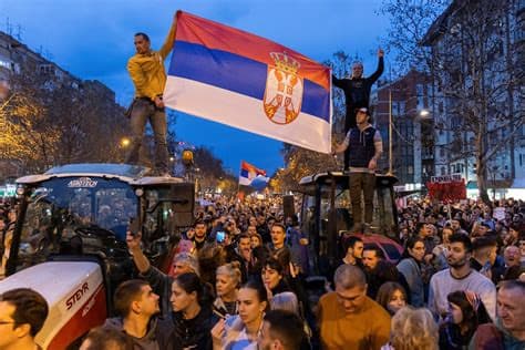 Protests continue in Serbia following the president's resignation announcement