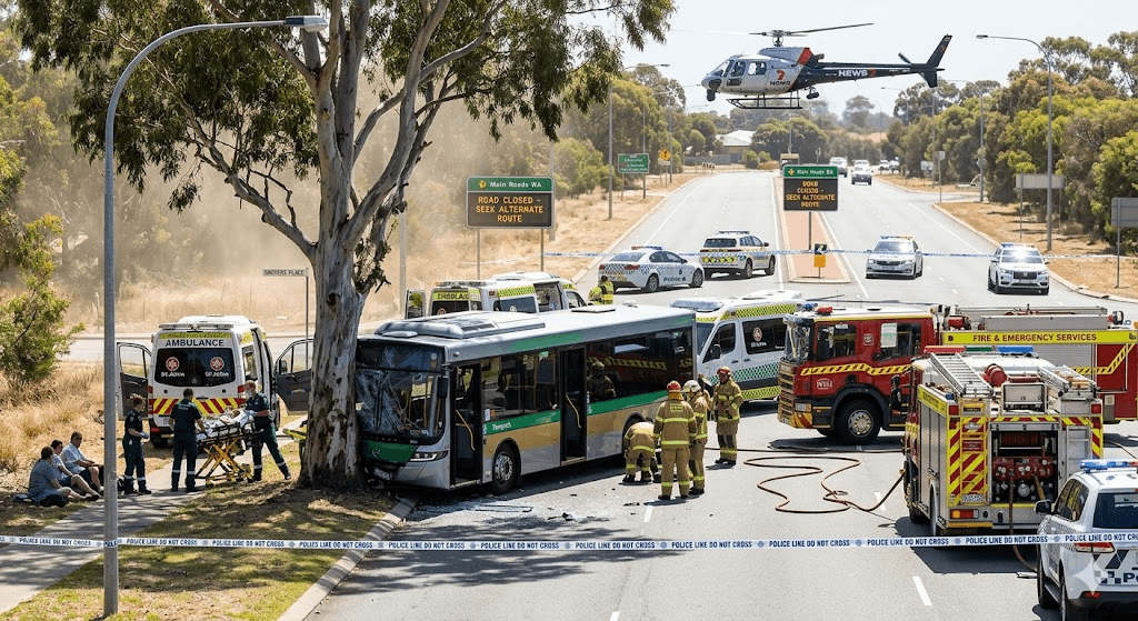 Joondalup Drive Shut Down After Transperth Bus Smashes into Tree