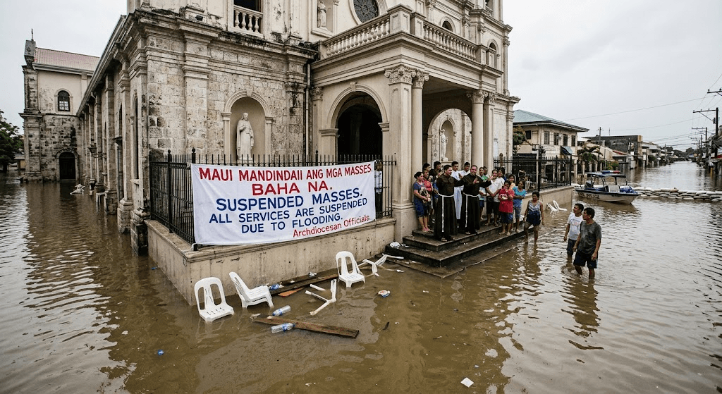 Underwater Altar: Masses Suspended at Pampanga Cathedral Following Severe Flooding
