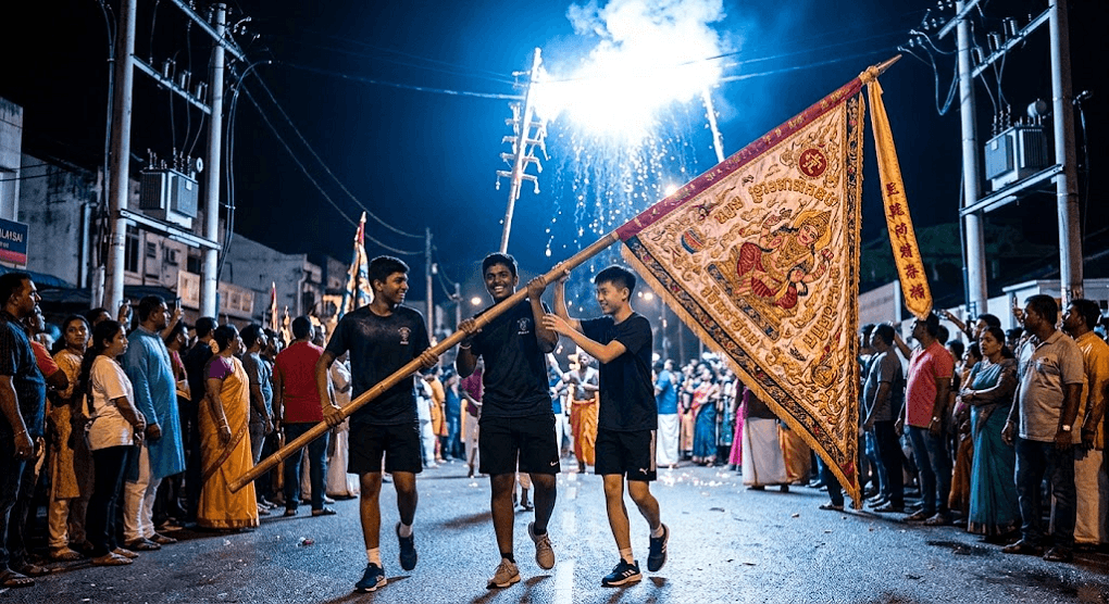 Tragedy at Malaysian Temple Procession: 3 Teenagers Hospitalized After Flagpole Hits Power Line