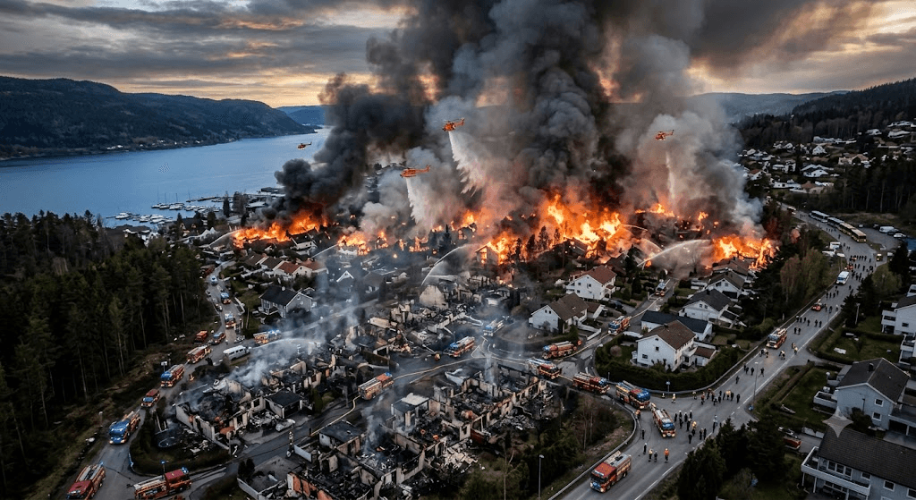 Inferno in Norway: Massive Fire Sweeps Through Community, Destroying Over 100 Homes