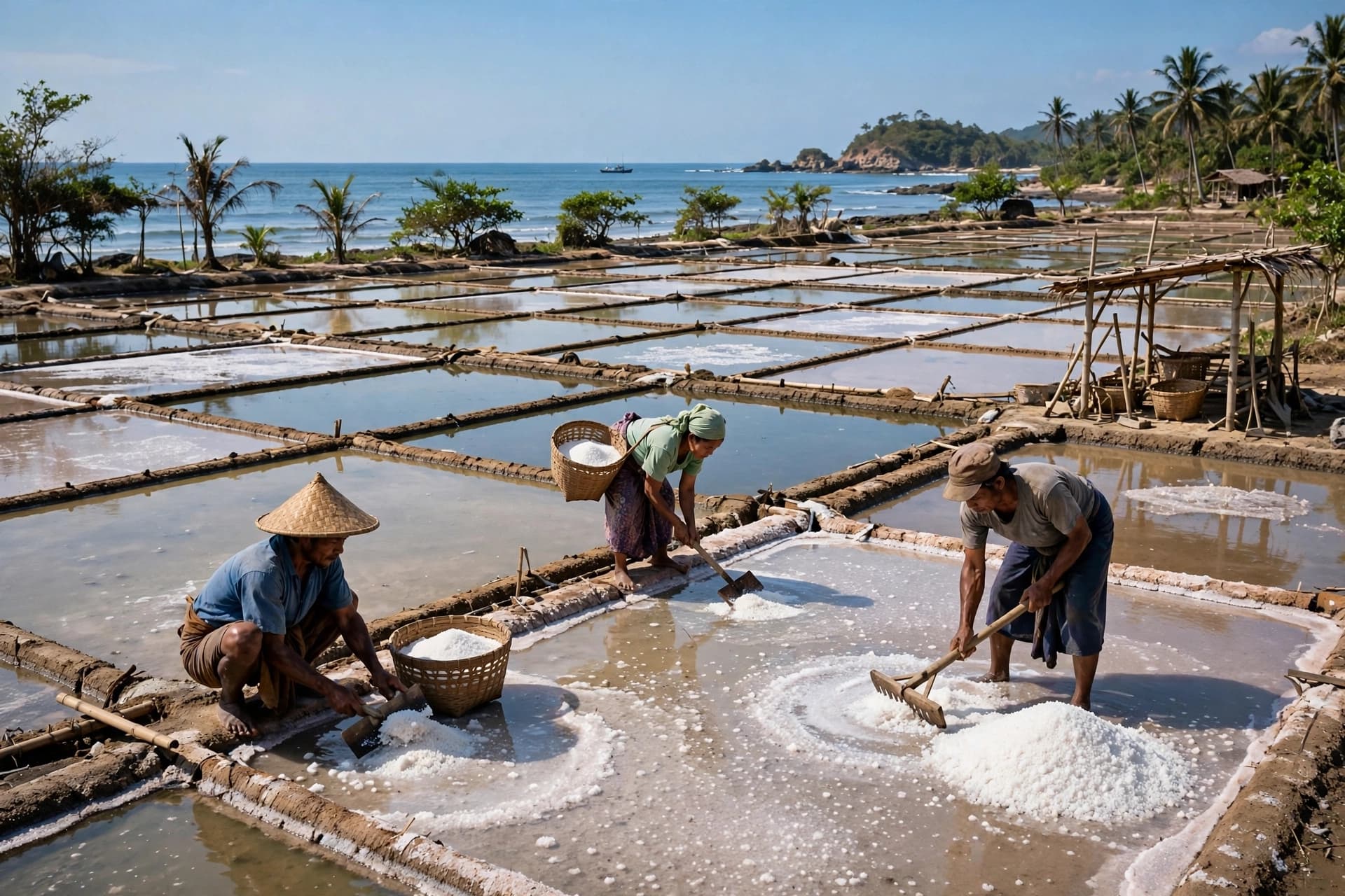 Across Indonesia’s Fields, Sunlight Turns Into Salt as Dry Weather Reshapes the Coastal Harvest