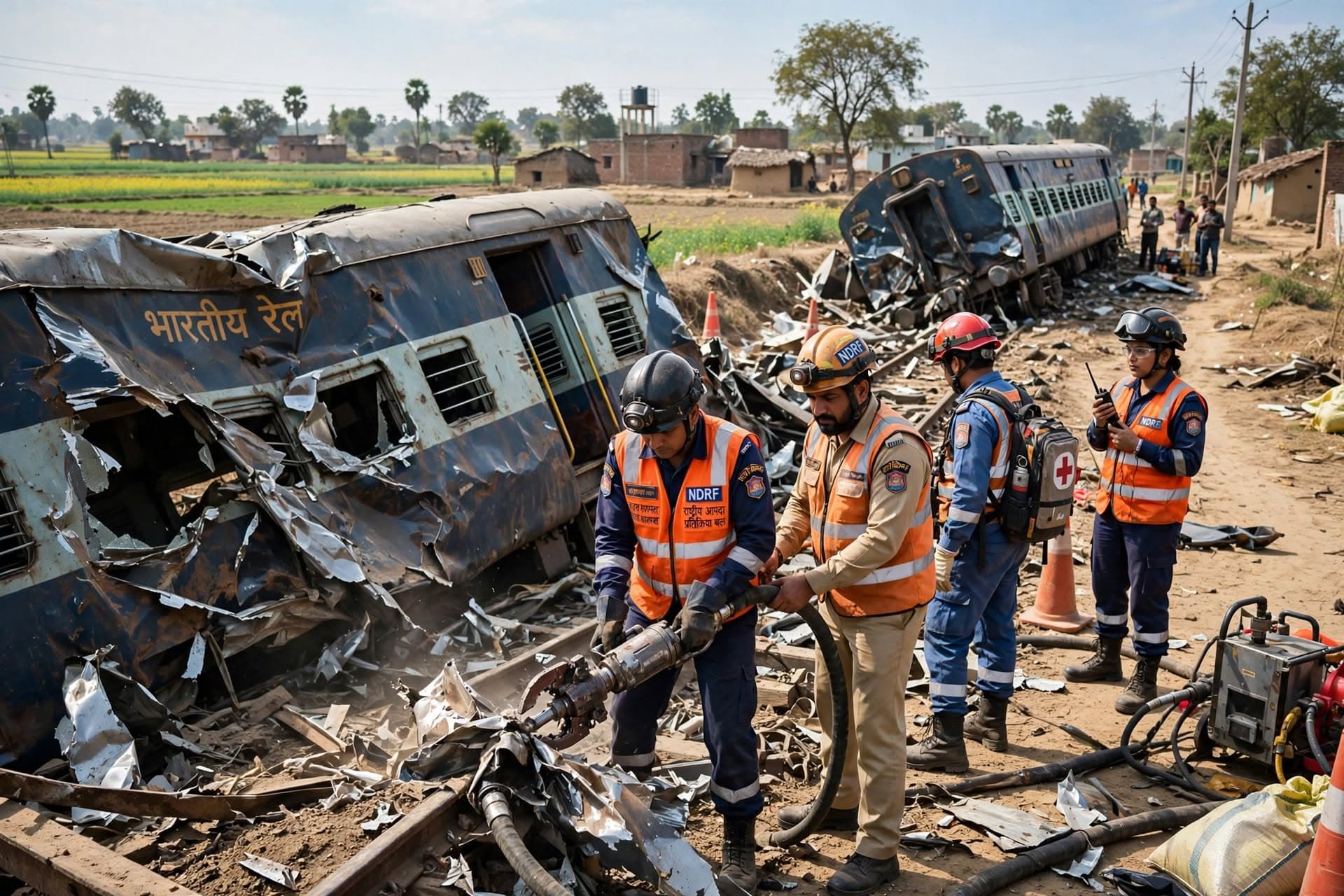 Northern India rail disaster: Twelve confirmed dead after commuter train derails during morning transit