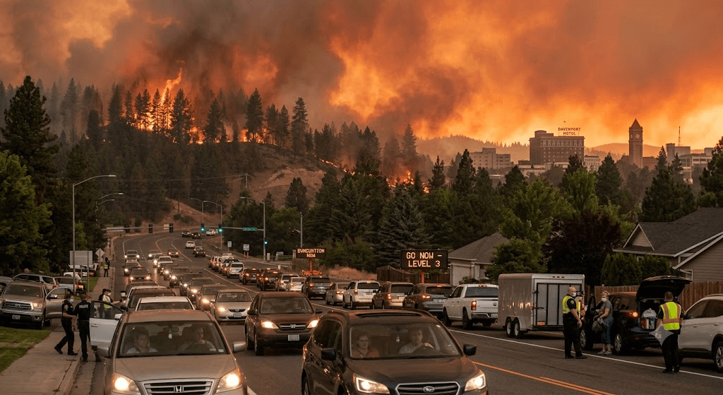 Spokane Under Siege: Fast-Moving Wildfire Forces Thousands to Flee as Washington Declares State of Emergency