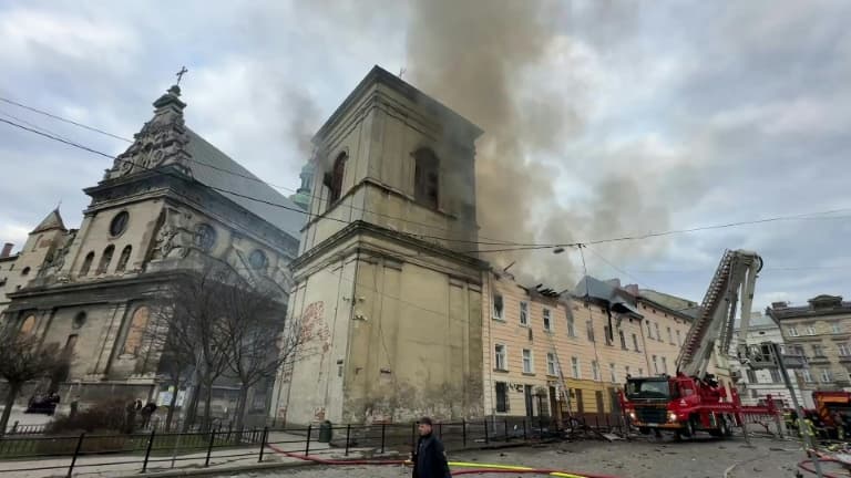 Russian Drones Strike Lviv, Hitting UNESCO Heritage Sites and Residential Building