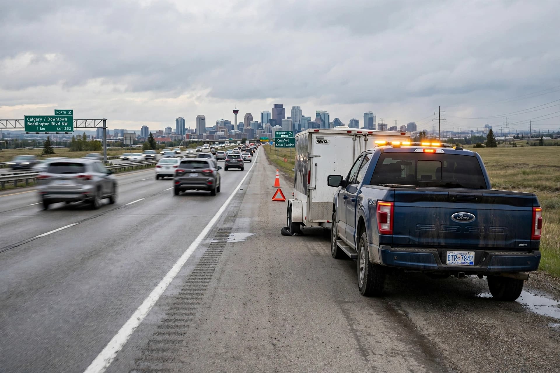 He pulled over to change a tire, and the traffic did not hold its line.