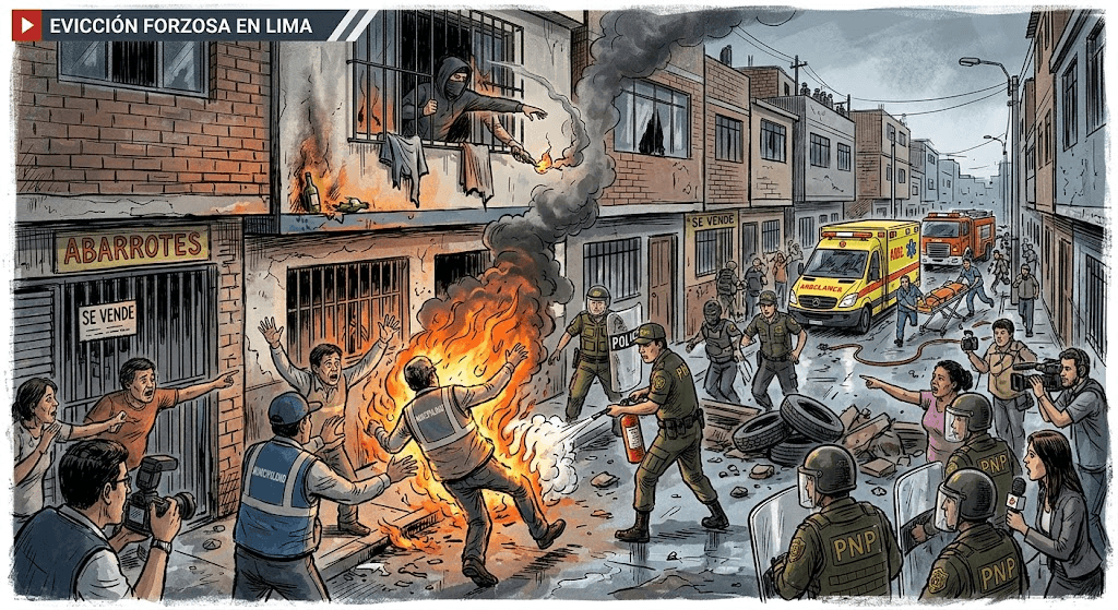 Fiery Ambush in Peru: 4 Government Workers Set Ablaze During High-Tension Eviction