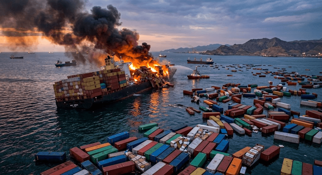 Chaos in the Strait of Hormuz: Mine Explosion Sinks Ship, Leaving 2,500 Containers Adrift