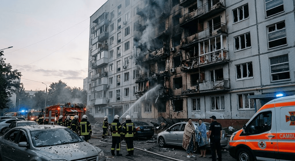 Tragedy in Kyiv: One Dead, Two Injured After Overnight Russian Ballistic Missile Strike