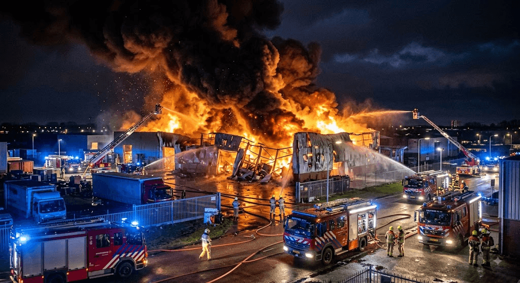 Firestorm in Lelystad: Massive Industrial Blaze Sends Dark Smoke Plumes Skyward
