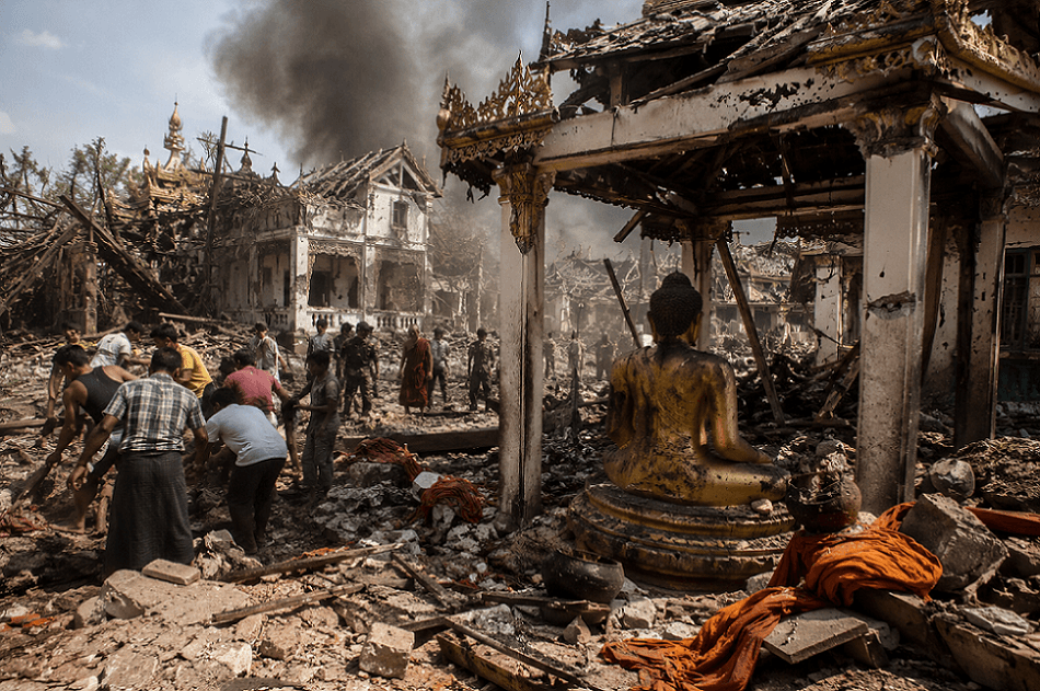 Tragedy at the Temple: 14 Killed as Myanmar Military Bombs Buddhist Monastery
