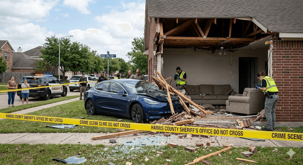 Tragedy in the Living Room: Tesla in Autopilot Mode Crashes Into Texas Home, Killing 76-Year-Old Woman
