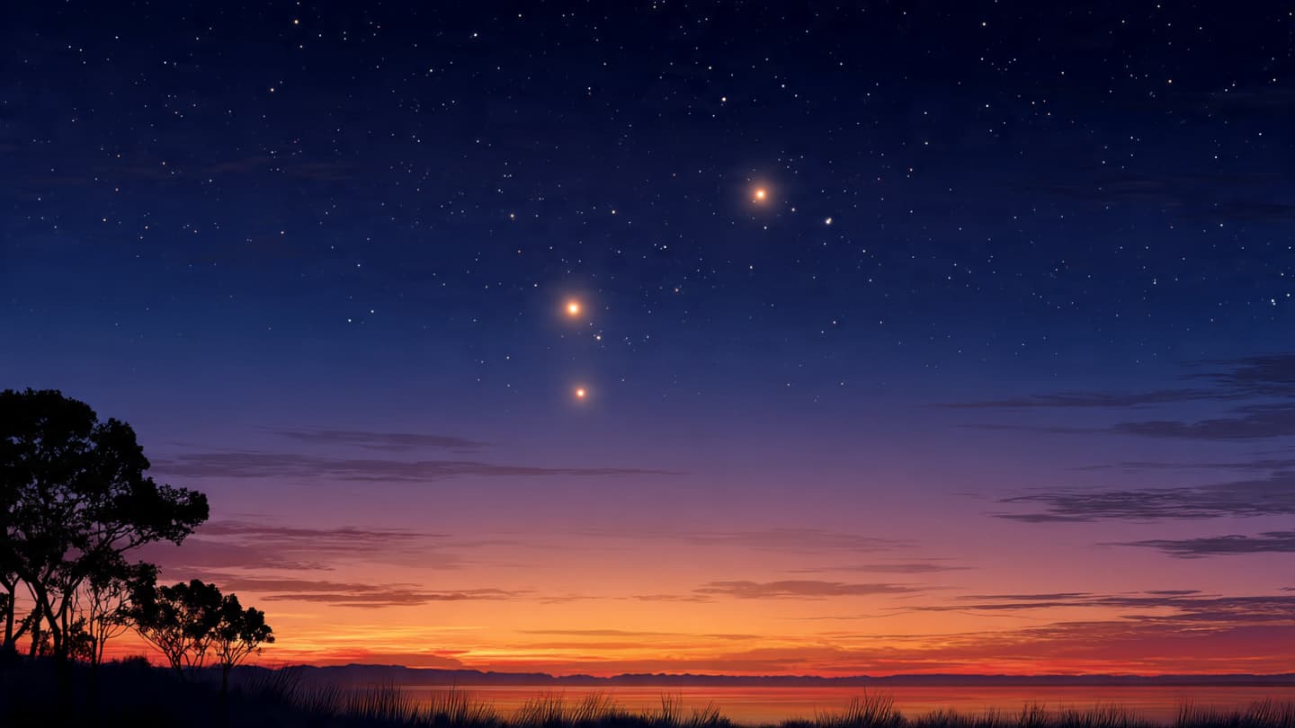 Three Worlds Share a Small Corner of the Evening Sky
