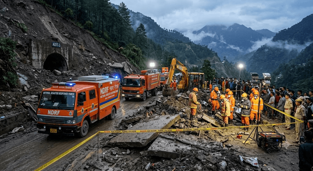 Sikkim Tunnel Disaster: 10 Dead, 25 Trapped After Landslide Triggers Collapse in Namchi