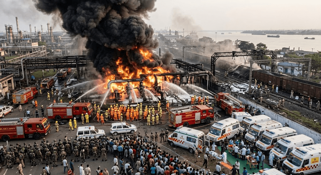 Industrial Disaster in Bengal: 30 Injured as Naphtha Pipeline Fire Rages at Haldia Petrochemical Plant