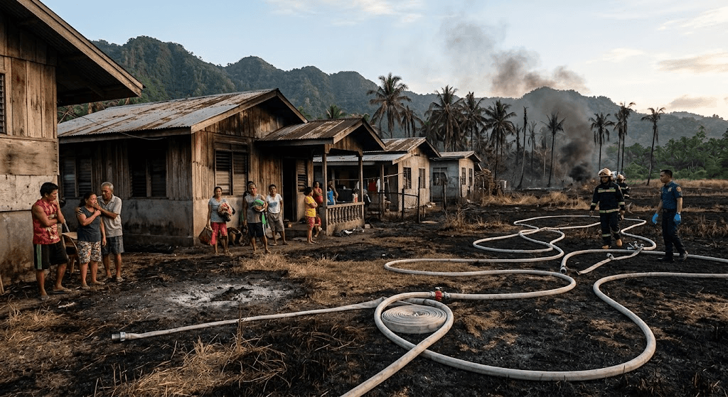 Grass Fire Breaks Out in Purok 6, Barangay Mat-i, Surigao City