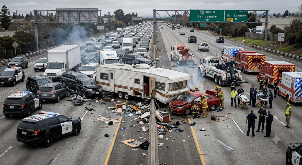 17-Vehicle Pileup: Highway Collision Sends 9 to Hospital in Massive Chain-Reaction Crash
