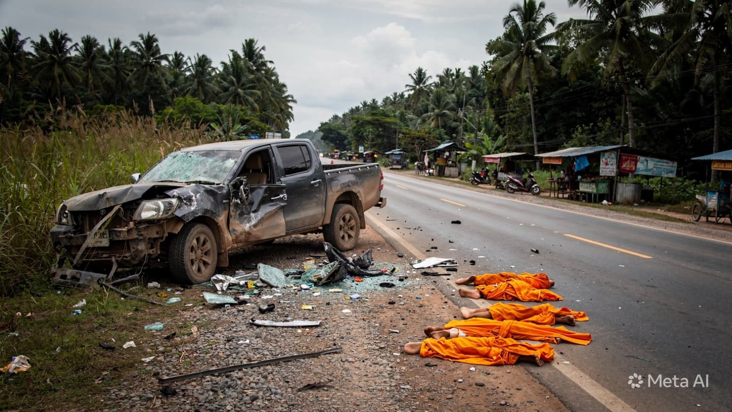 Mukdahan Tragedy: 11-Year-Old Driver Crashes Pickup Truck Into A Procession Of Buddhist Monks