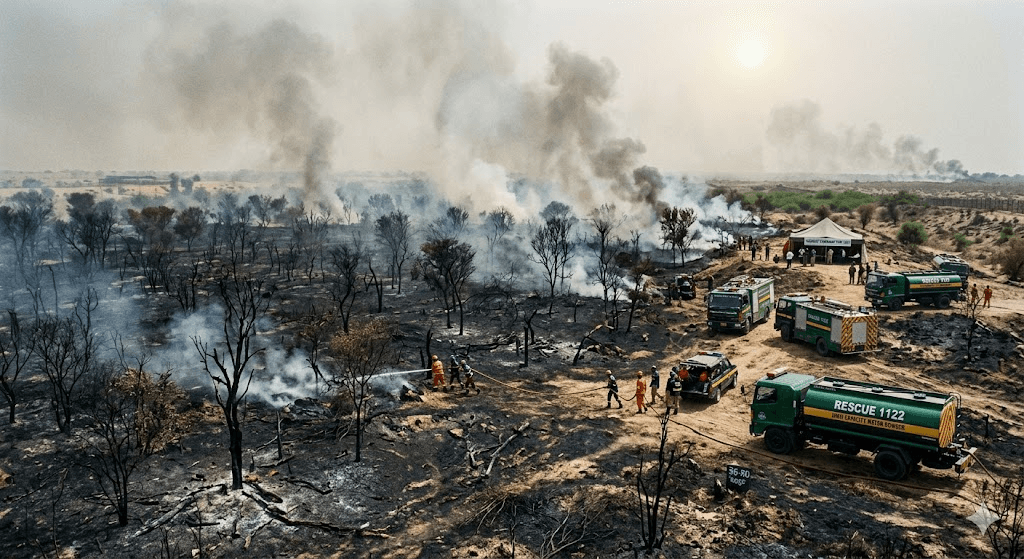 Ecological Disaster: 8-Hour Inferno Devastates Up to 35 Acres of Lal Sohanra National Park