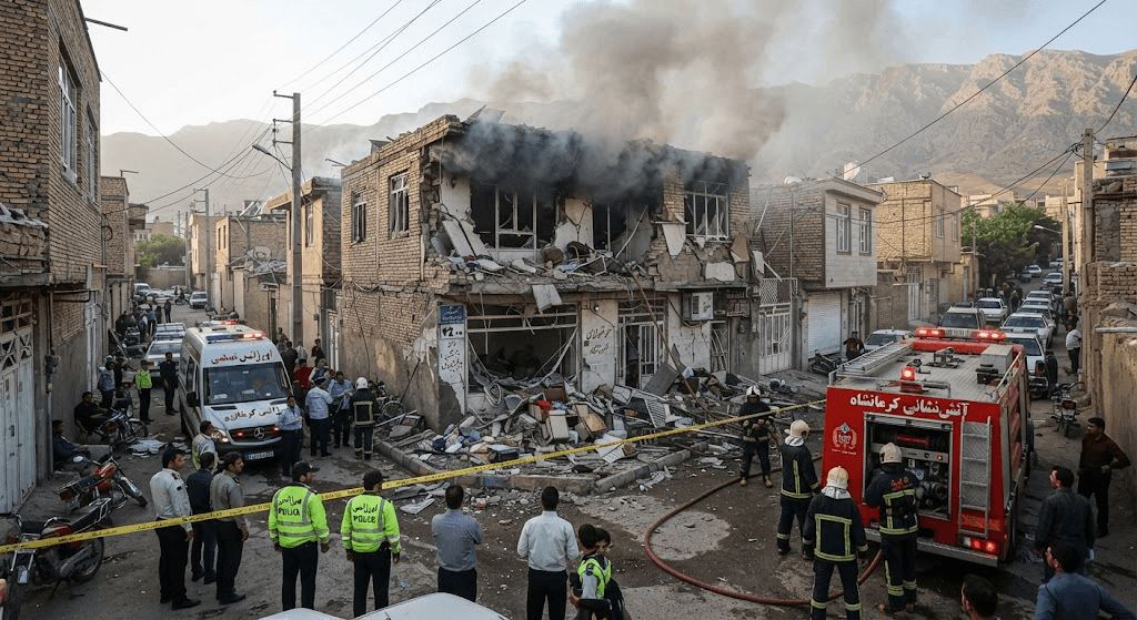 Blasts Shatter Silence in Kermanshah: Residential Explosion Injures 10 in Ja’farabad