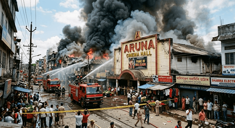Panic in Maligaon: Massive Fire Breaks Out Near Aruna Cinema Hall