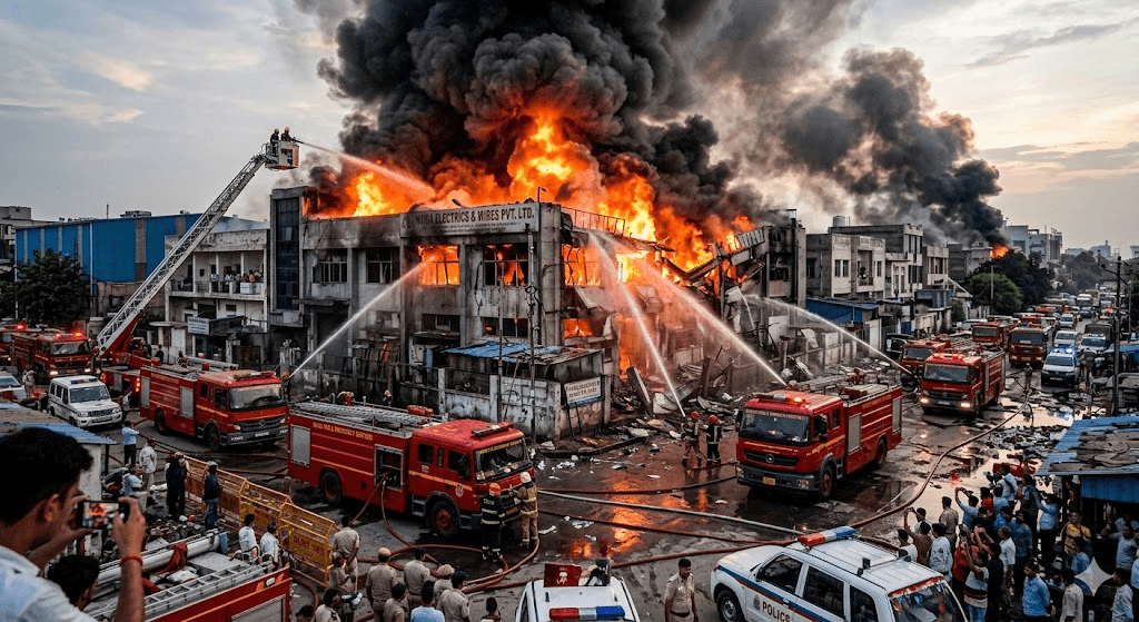 Massive Fire Rips Through Private Firm in Noida’s Sector 9; Emergency Units Rushed to Scene