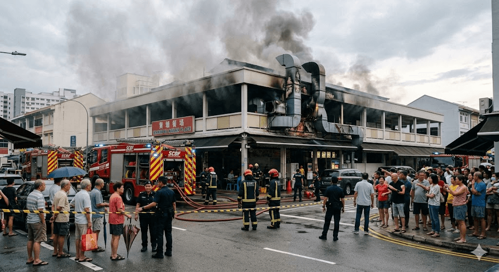 Chaos in Whampoa: 100 Evacuated After Massive Fire Outbreak at Makan Place