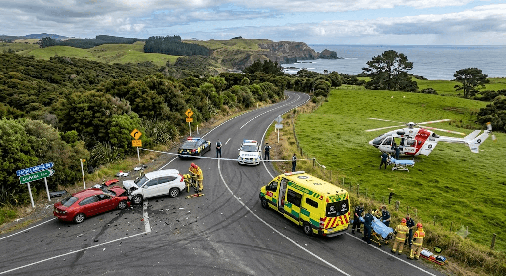 Tragedy in Ahipara: Two Dead, One Critical After Two-Vehicle Crash on Kaitaia-Awaroa Road