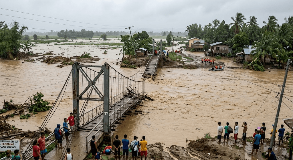 Disaster Strikes Maguindanao del Sur: Hanging Bridge Collapses Amid Rising Pulangi River