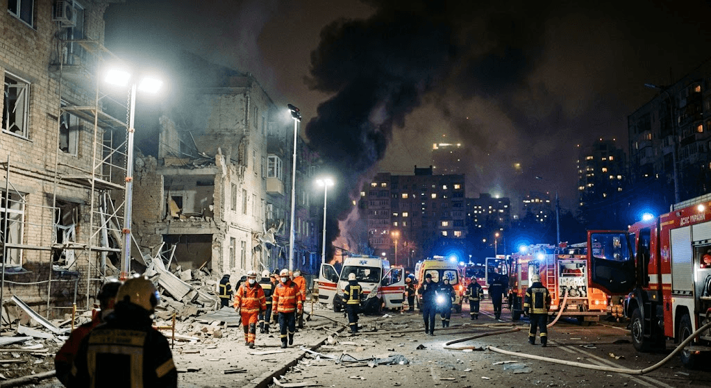 Blackout Blitz: Russia Unleashes Massive Overnight Strike on Kyiv and Kharkiv
