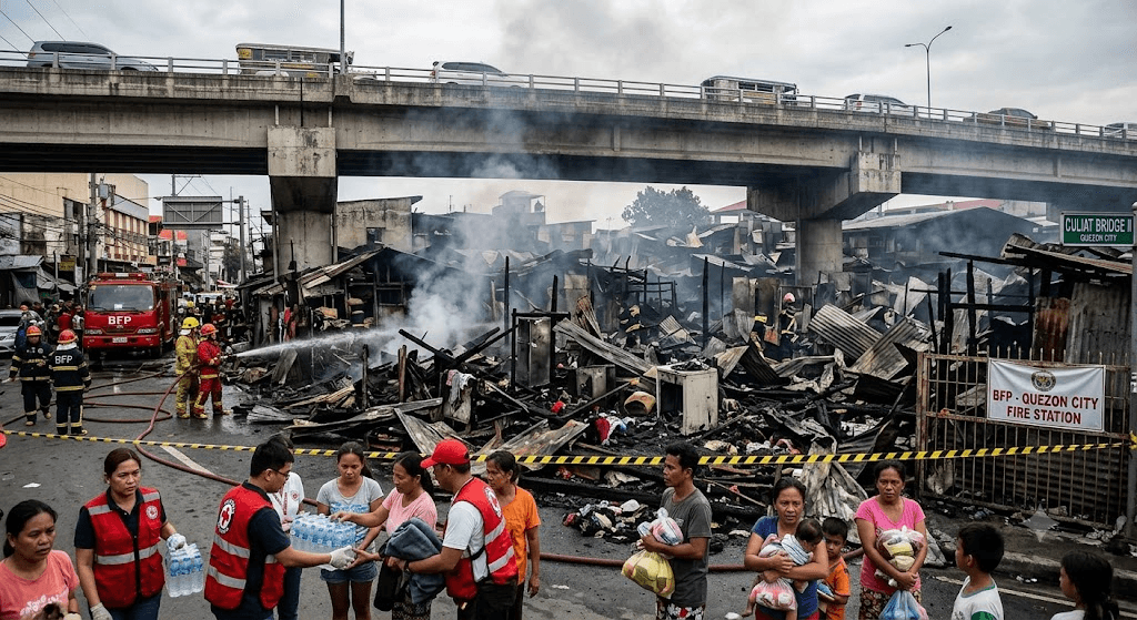 Tragedy Under the Bridge: 46 Homes Destroyed as Massive Fire Rips Through Quezon City Community
