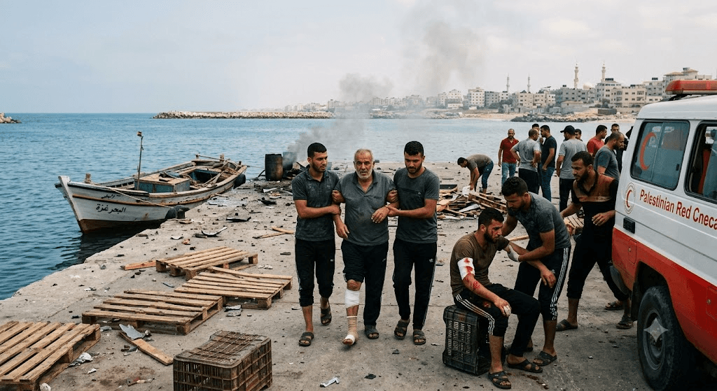  Israeli Drone Strike Targets Palestinian Fishermen Near Gaza City Port, Injuring 3