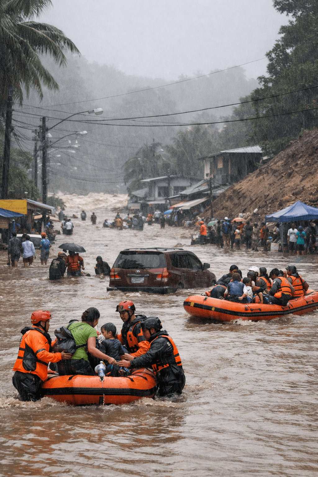 Cagayan de Oro River Overflows Acacia Street in Carmen Amid Tropical Storm Basyang