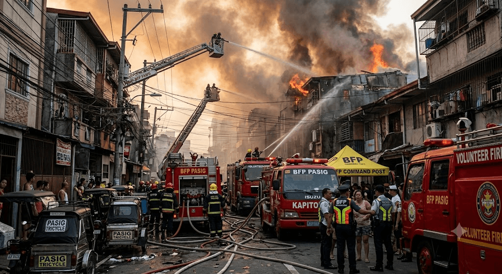 Pasig City Crisis: Massive Fire Rages in Barangay Kapitolyo to Third Alarm