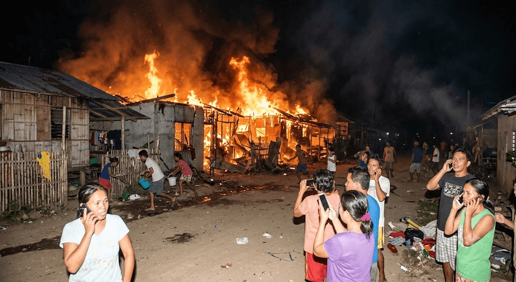 Power Outage Cripples Emergency Response: Fire Rages in Davao del Norte as Residents Struggle to Contact BFP