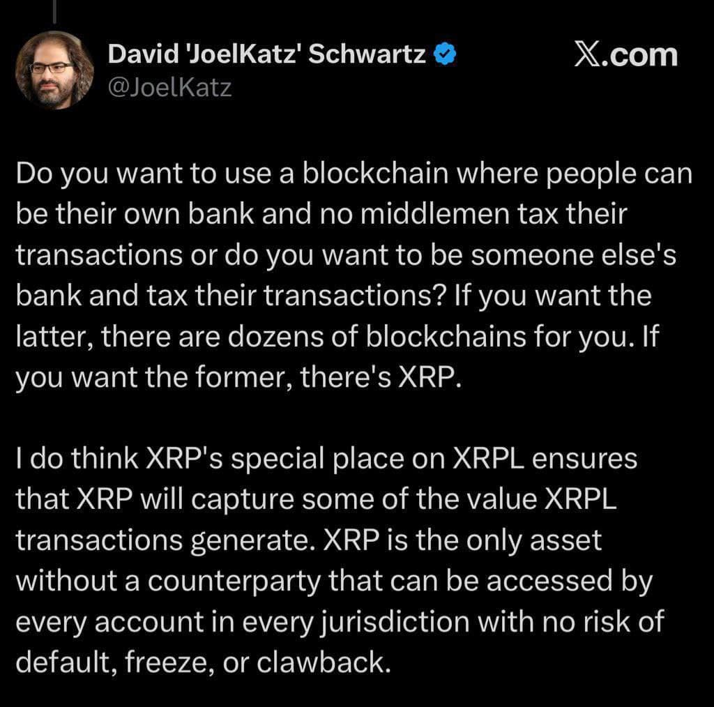 David Schwartz (JoelKatz) Drops a 'Truth Bomb': The One Core Philosophy That Makes $XRP Stand Alone